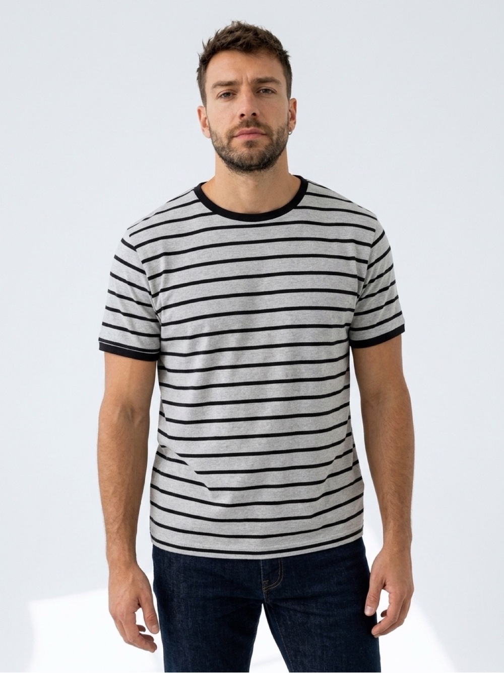 PX Clothing 4XL Gray Black Striped Short Sleeve Oversized Top NWT